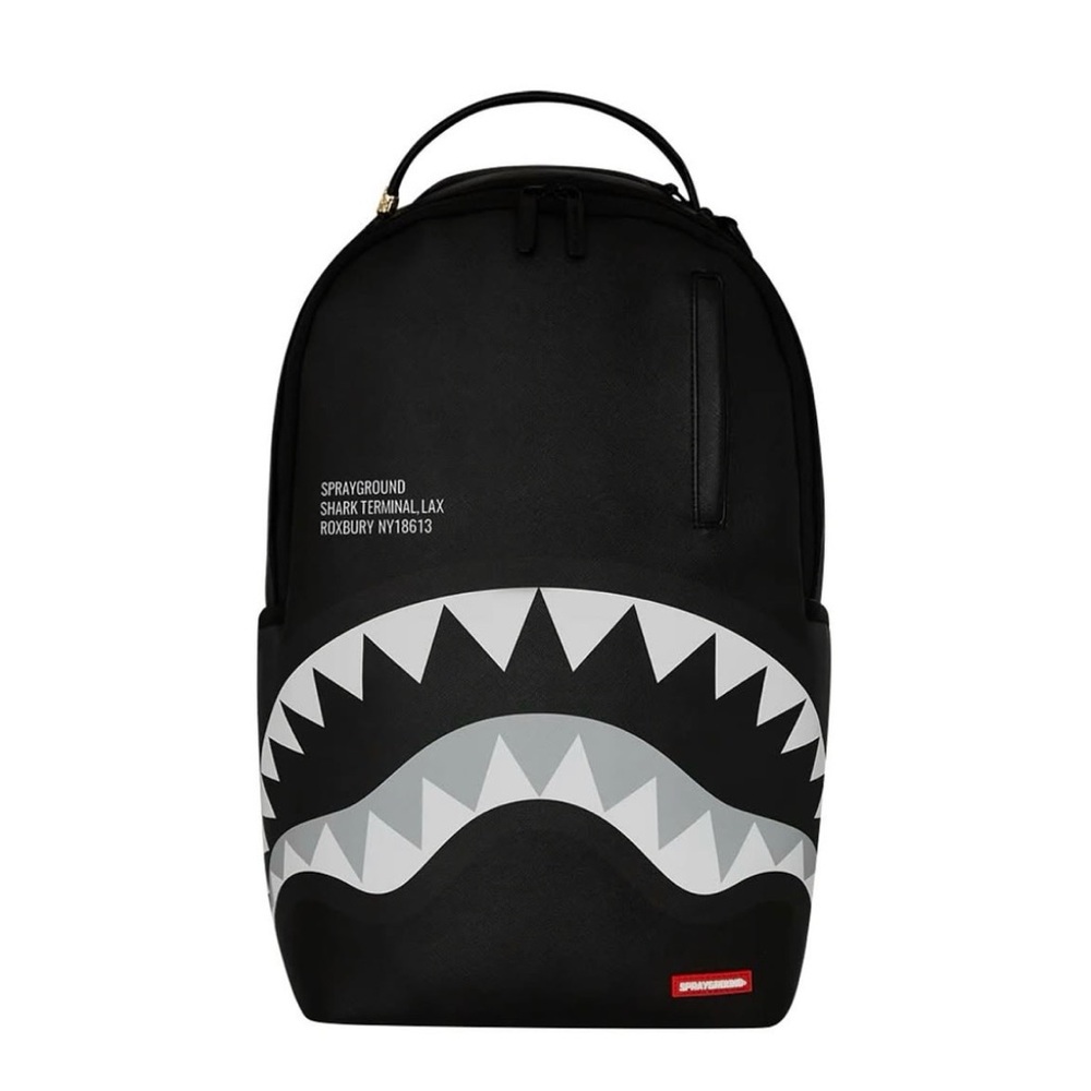 Sprayground Shark Central Lax Backpack Black Bookbag Large School Bag w/ tags